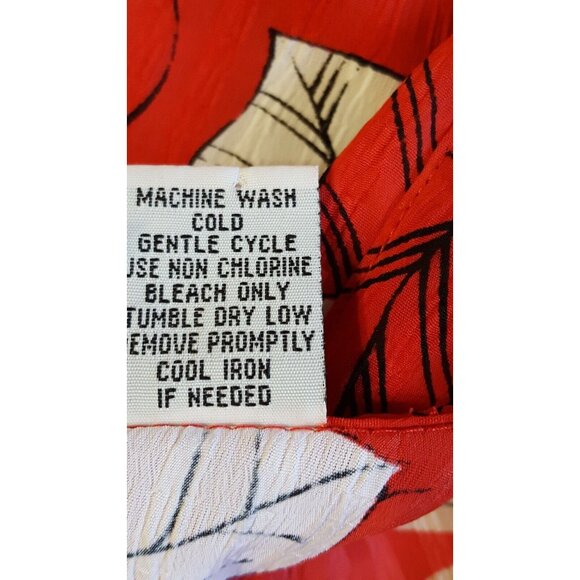 Vtg Apparenza Women's Top Shirt  2X Button Front Red floral 3/4 Cuffed Sleeve - Picture 8 of 8